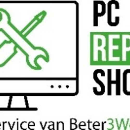 Illustratie van een pc met de tekst PC Repair Shop