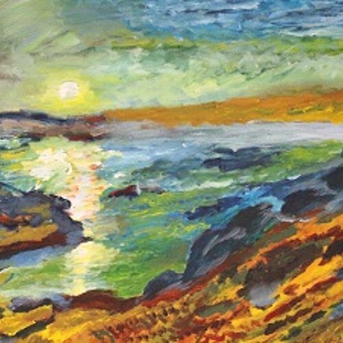 Foto van een schilderij van cursist schilderclub Renoir