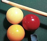 Foto van keu en biljartballen