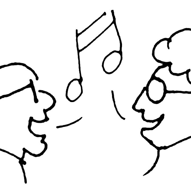 Illustratie van man en vrouw die zingen