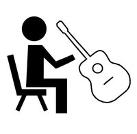 Illustratie van een poppetje die gitaar speelt