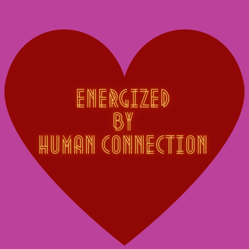 Illustratie van Hart met tekst: energized of human connection