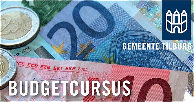 Afbeelding van eurobiljetten en kleingeld met het logo van de Gemeente Tilburg