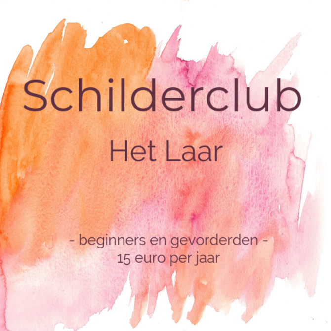 Illustratie van aquarel met tekst Schilderclub Het Laar 