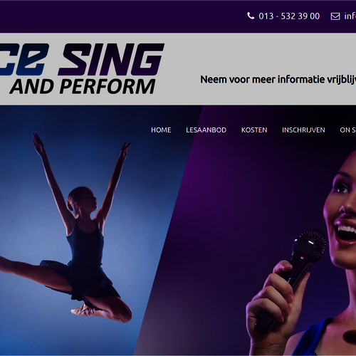 Foto van website Dance Sing and Perform, balletdanseres en vrouw die zingt
